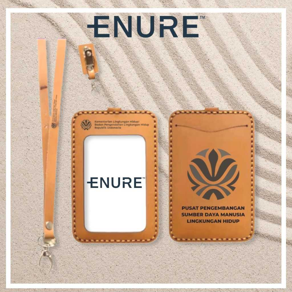

ENURE ID CARD KULIT ASLI NAME TAG CASTOM NAMA LOGO LANYARD