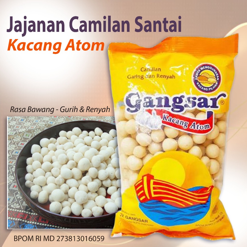 

Terlaris Camilan jajanan Kacang Atom Paling Populer digemari rasa bawang Gurih tekstur renyah aman tidak membuat Rik di tenggorokan ~ Gangsar kacang atom 225g