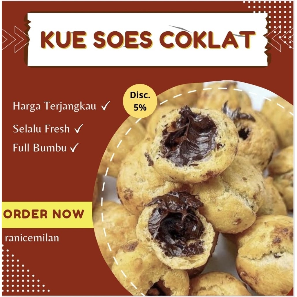 

soes mini coklat cemilan snack viral ringan murah
