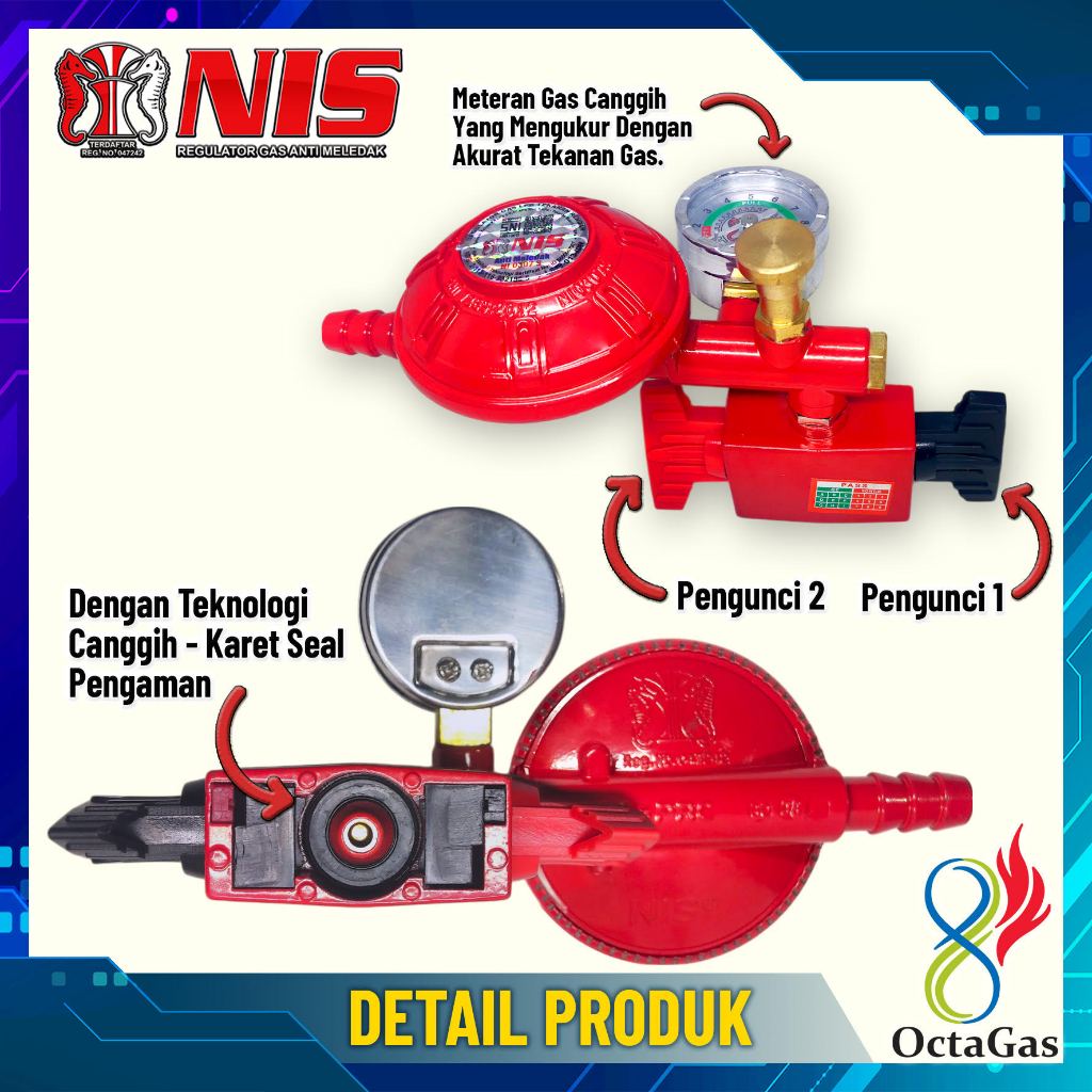 Nis Regulator Kompor Gas Robot (Ni 0307 S) - Tekanan Rendah