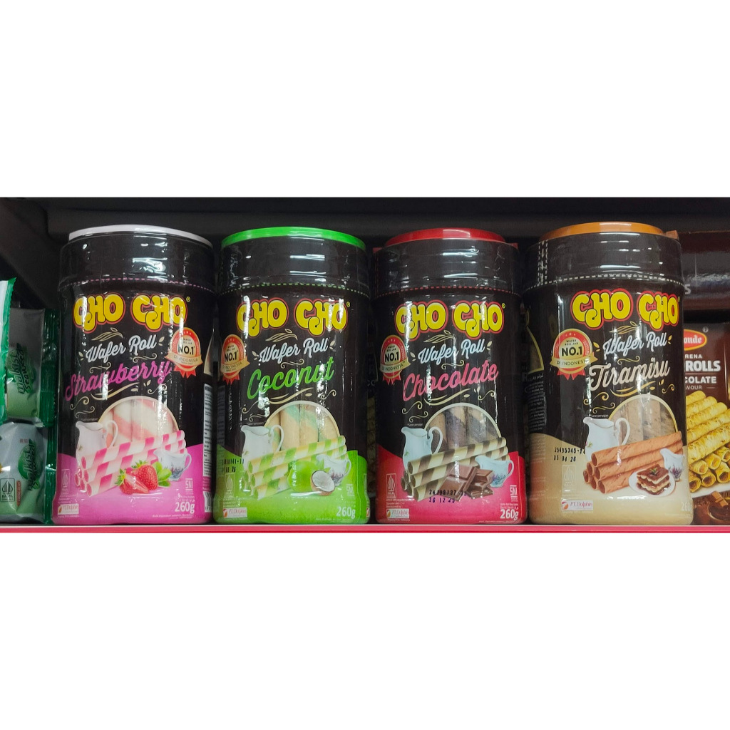 

Cho Cho Wafer Roll toples 260gr Rasa Stroberi / Coconut / Chocolate / Tiramisu