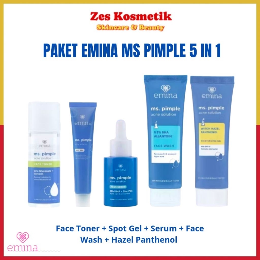 Emina Ms Pimpel Acne Solution Paket Komplit Skincare Jerawat Facial Treatment Berjerawat