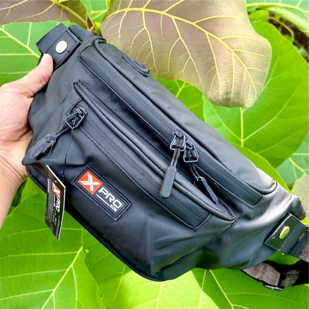Tas Selempang Pria Anti Air Waistbag Hitam Polos Army Tactical Pria Waterproof