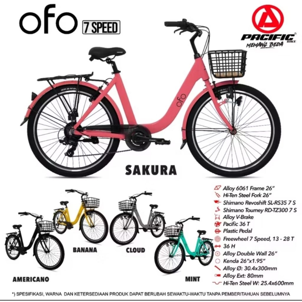[FREE POMPA] SEPEDA KERANJANG DEWASA 26 Inch CTB Pasific OFO 7speed