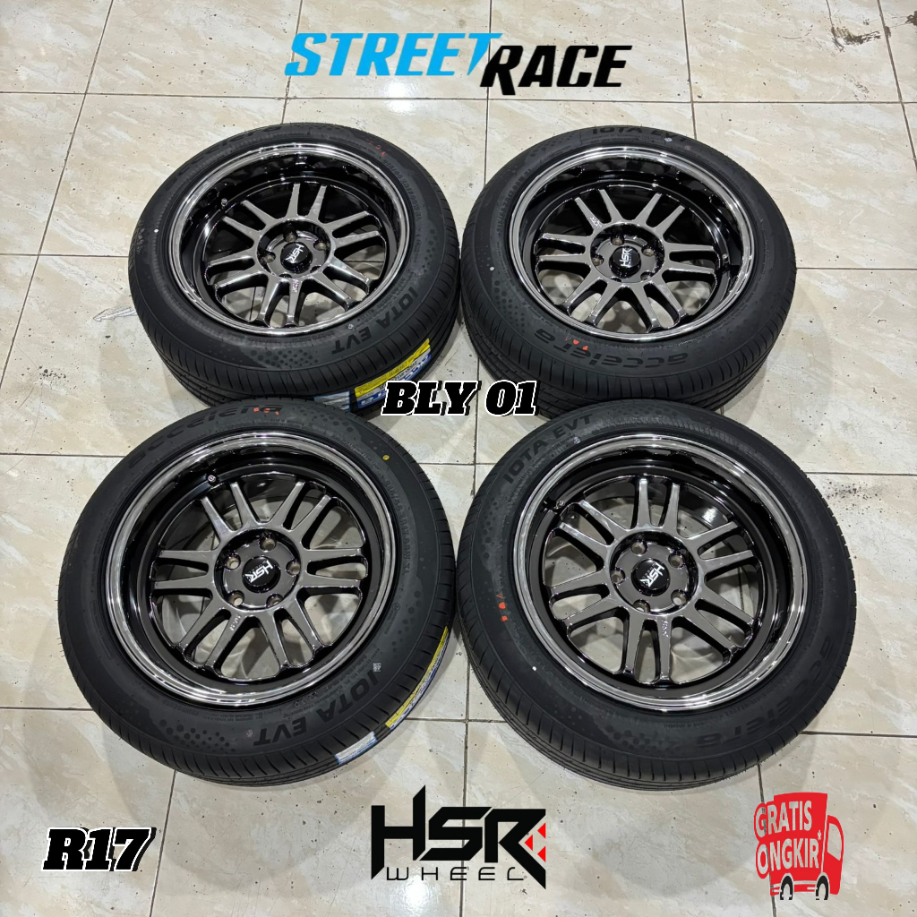 Velg Black Crhome HSR Boroko Bly Ring 17 Pelek Mobil Hrv,Innova,Camry paket velg dan ban