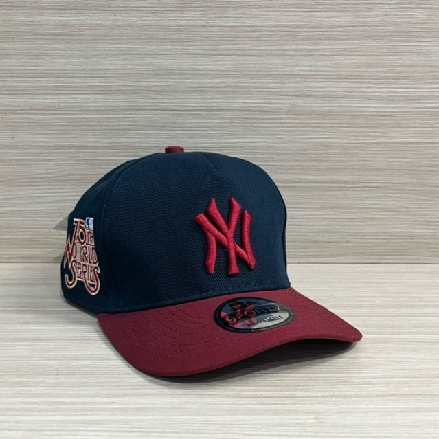TOPI BASEBALL NEVY MERAH BORDIR NY