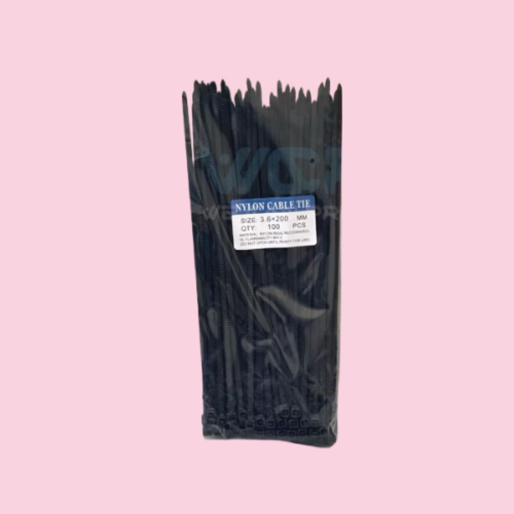 

Cable Ties uk. 3,6 x 200mm Nylon Cable Ties Hitam / Putih 20cm