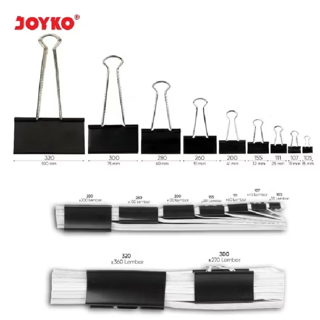 

Binder Clip Penjepit Kertas JOYKO hitam black 105 - 155