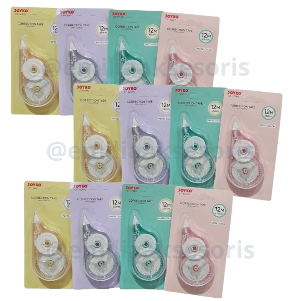 

[1 LUSIN 12pcs / 6pcs] Correction Tape / Pita Koreksi Joyko PASTEL CT-522PTL