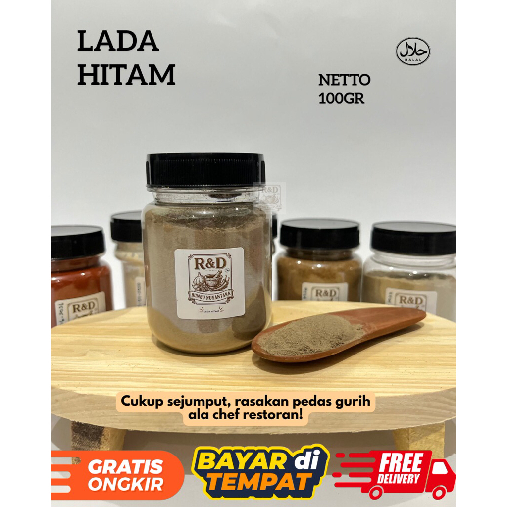 

Lada Hitam Bubuk merica hitam blackpepper - Bumbu Dapur