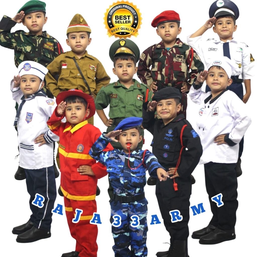 Baju Seragam PDL BRIMOB Anak untuk Karnaval 17 Agustus, Kostum Anak Cilik, Baju Karnaval Anak