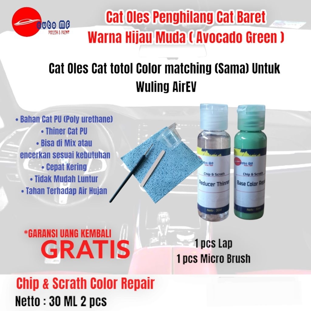 Cat Oles Hijau Muda [ Avocado Green] Penghilang Baret Cat Mobil  Wuling AirEV