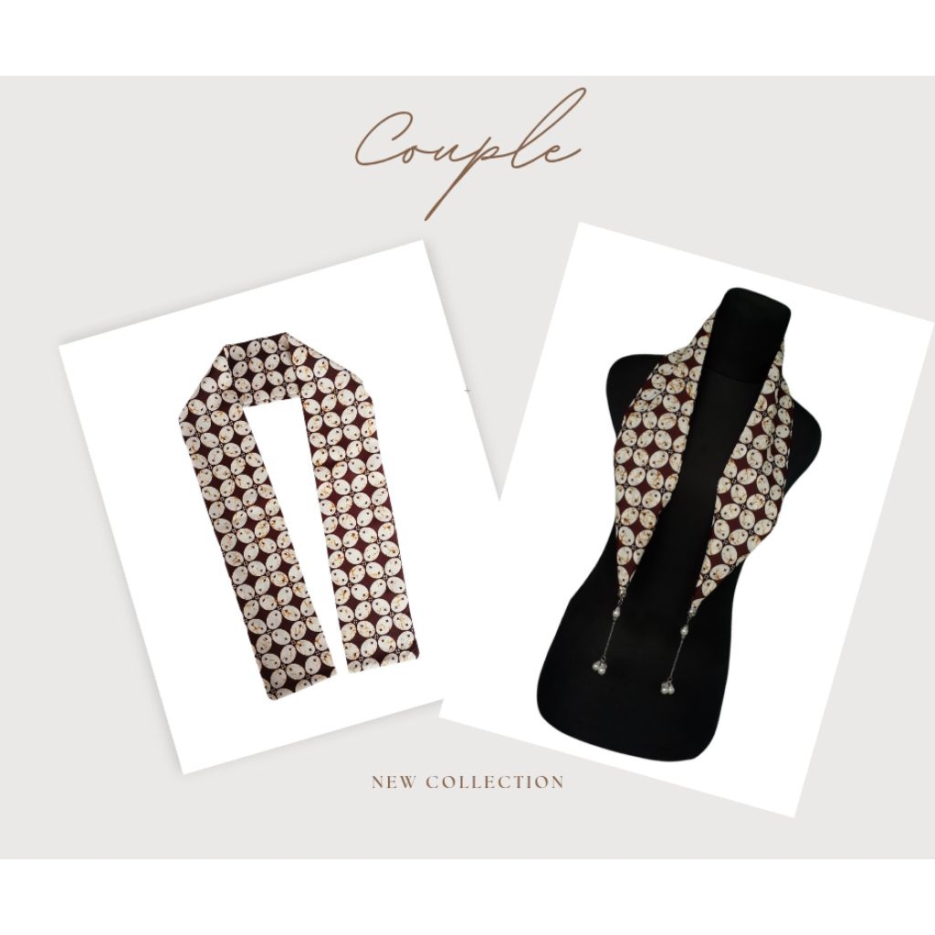 SYAL BATIK PUTIH KAWUNG SCARF BATIK COUPLE AKSESORIS SYAL