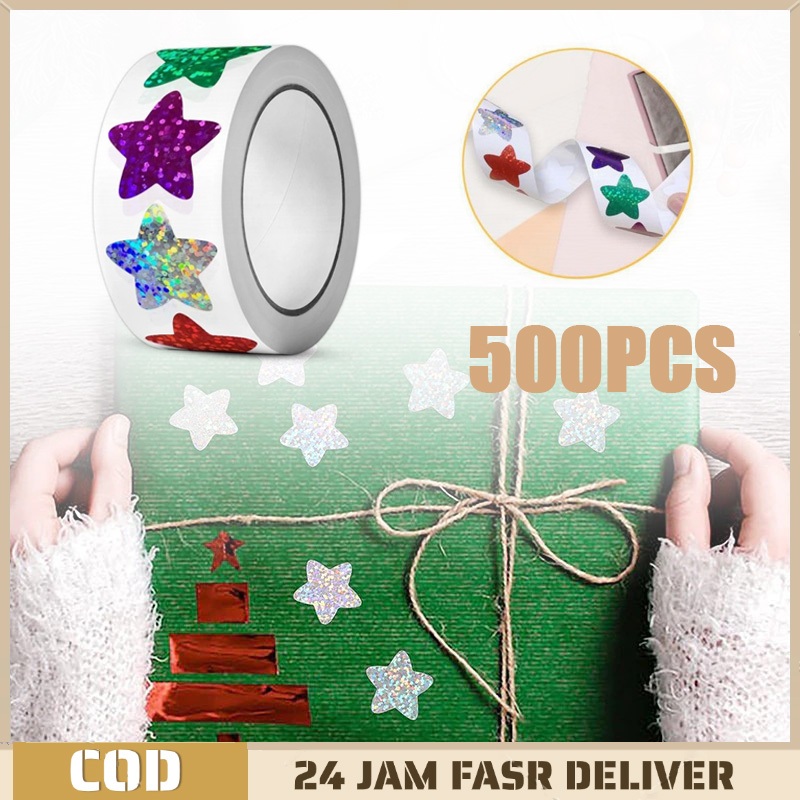 

500 Pcs Sticker Label Glitter Decoratif Sticker Label Holo Sticker Label Holo Stiker Kamar Stiker Dinding Kamar Bintang
