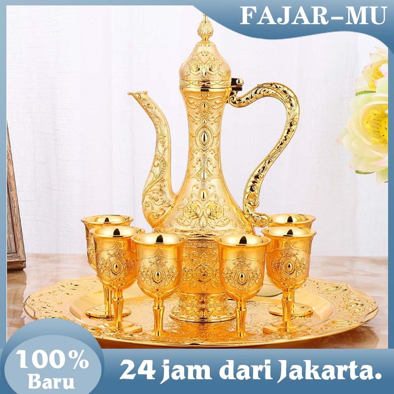 Satu Set Teko Arab / 8 Buah Set Teko Arab Aladin Set Piala Emas / Set Teko Eropa / Dekorasi Pernikah