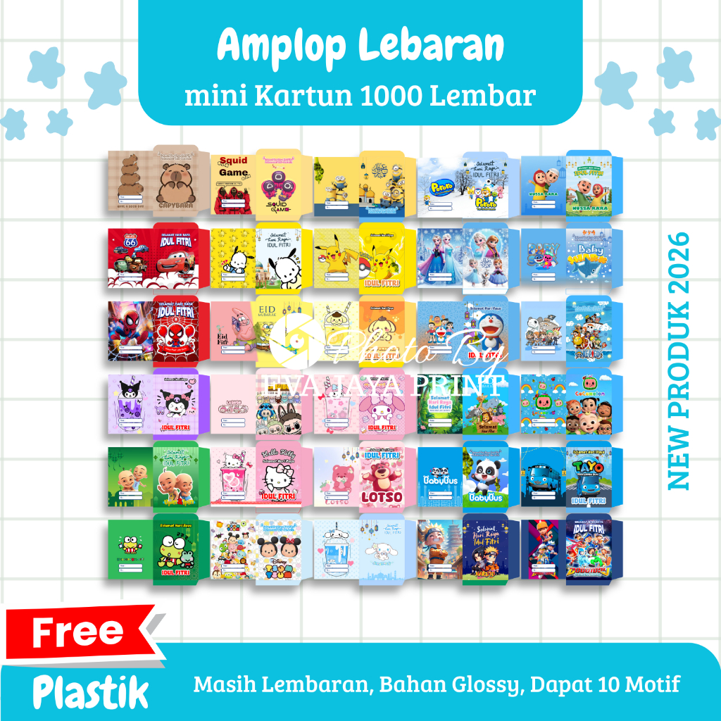 

AMPLOP LEBARAN MINI 1000 LEMBAR MOTIF KARTUN