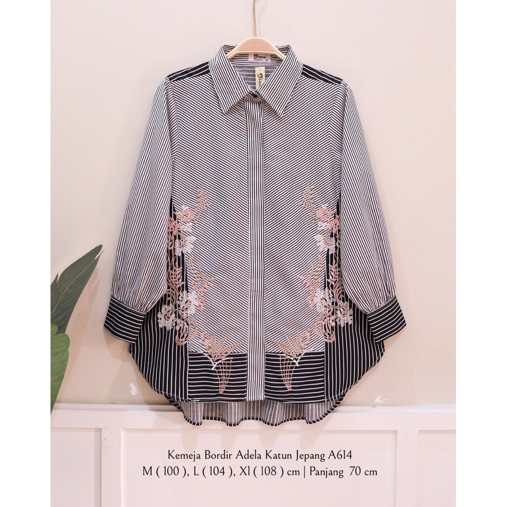 cod kemeja bordir adella katun jepang salurmidi rafikka Sallur Catton import, midi DRES mewah labuko