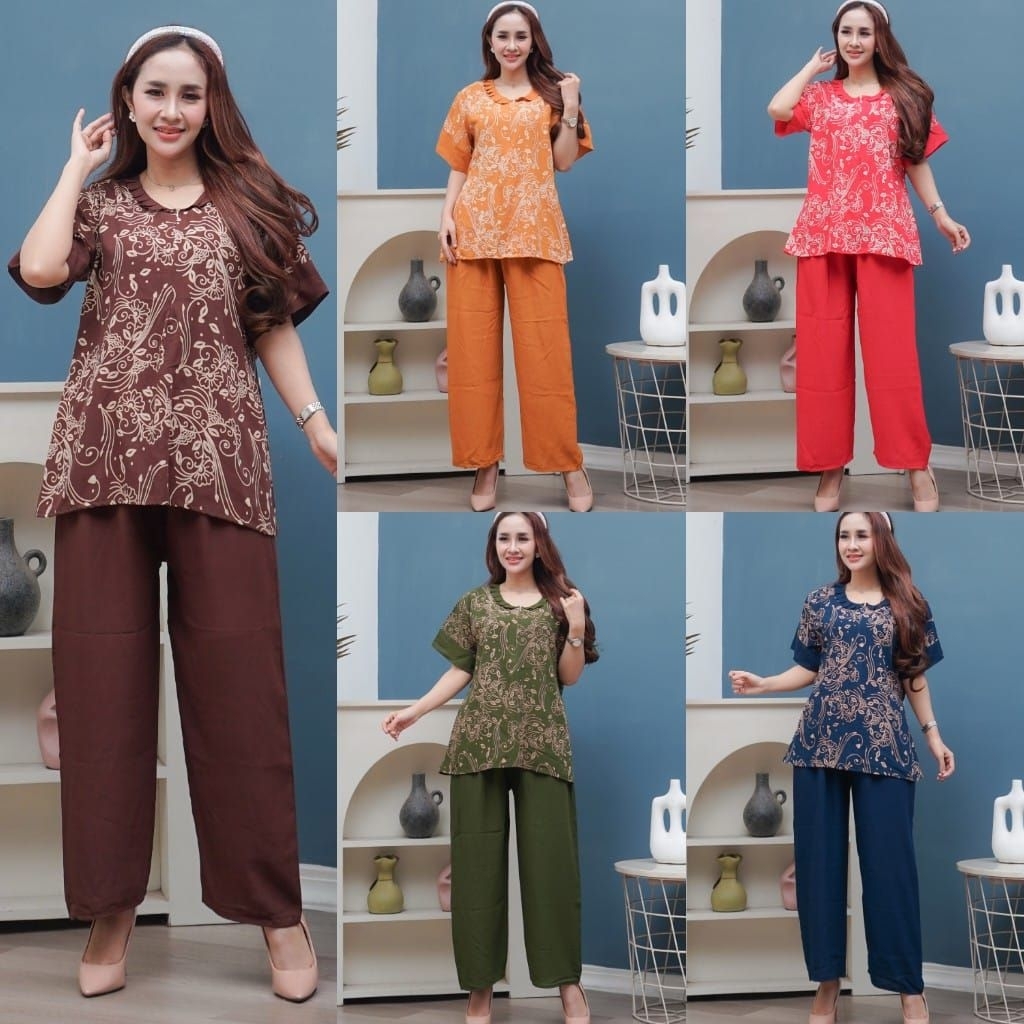 baju setelan celana panjang wanita dewasa dada resleting frendly busui