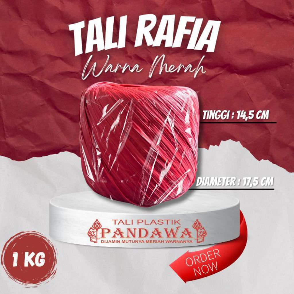 

Pandawa Tali Rafia 1kg Warna Merah Tinggi 14,5cm Diameter 17,5cm Tali Plastik Berkualitas 1kg