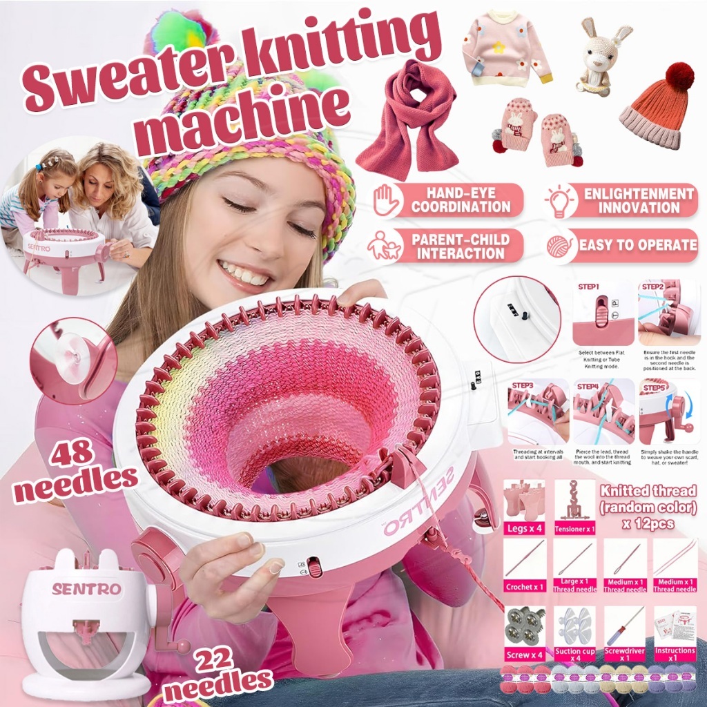 sentro knitting machine Mesin rajut otomatis Alat Merajut Rajut Otomatis Cardigan Syal Topi Weaving 