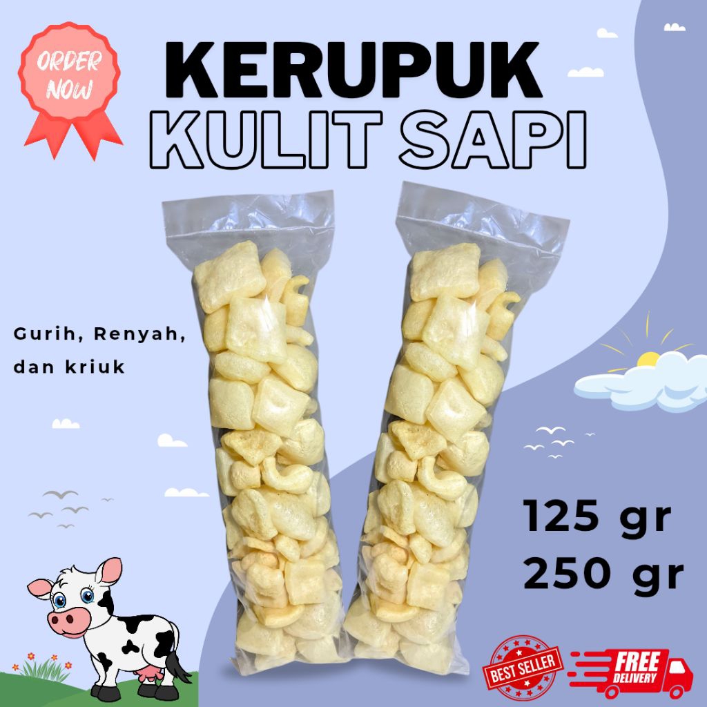 

Kerupuk kulit sapi 1 bal 250gr kerupuk rambak ASLI renyah, gurih, halal, kerupuk viral