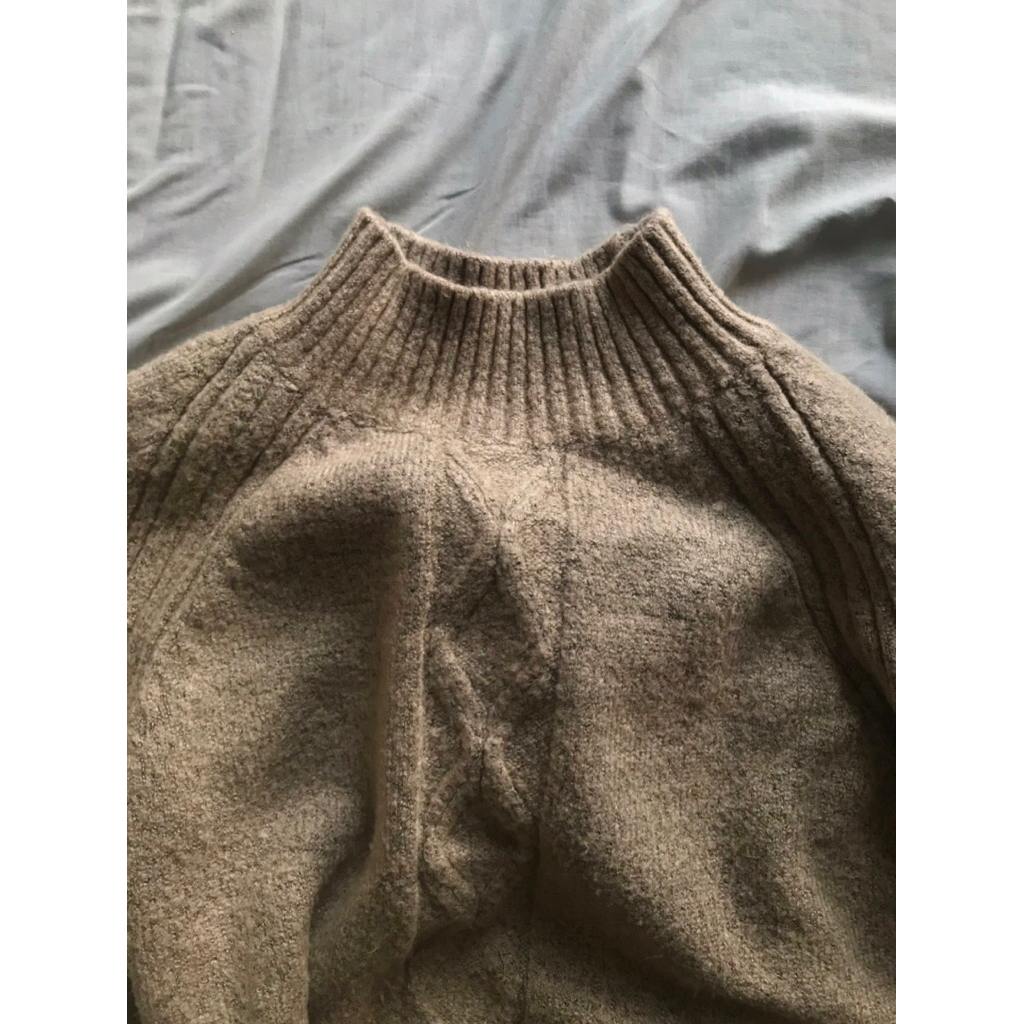 KHAKI WOOL SWEATER DRESS
