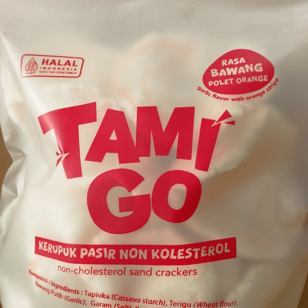 

Paket Usaha Kerupuk Pasir Tamigo / Kriaq Kriuq Non Kolesterol 100 Gram Rasa POLET ORANGE TERASI 1 Carton isi 8pcs
