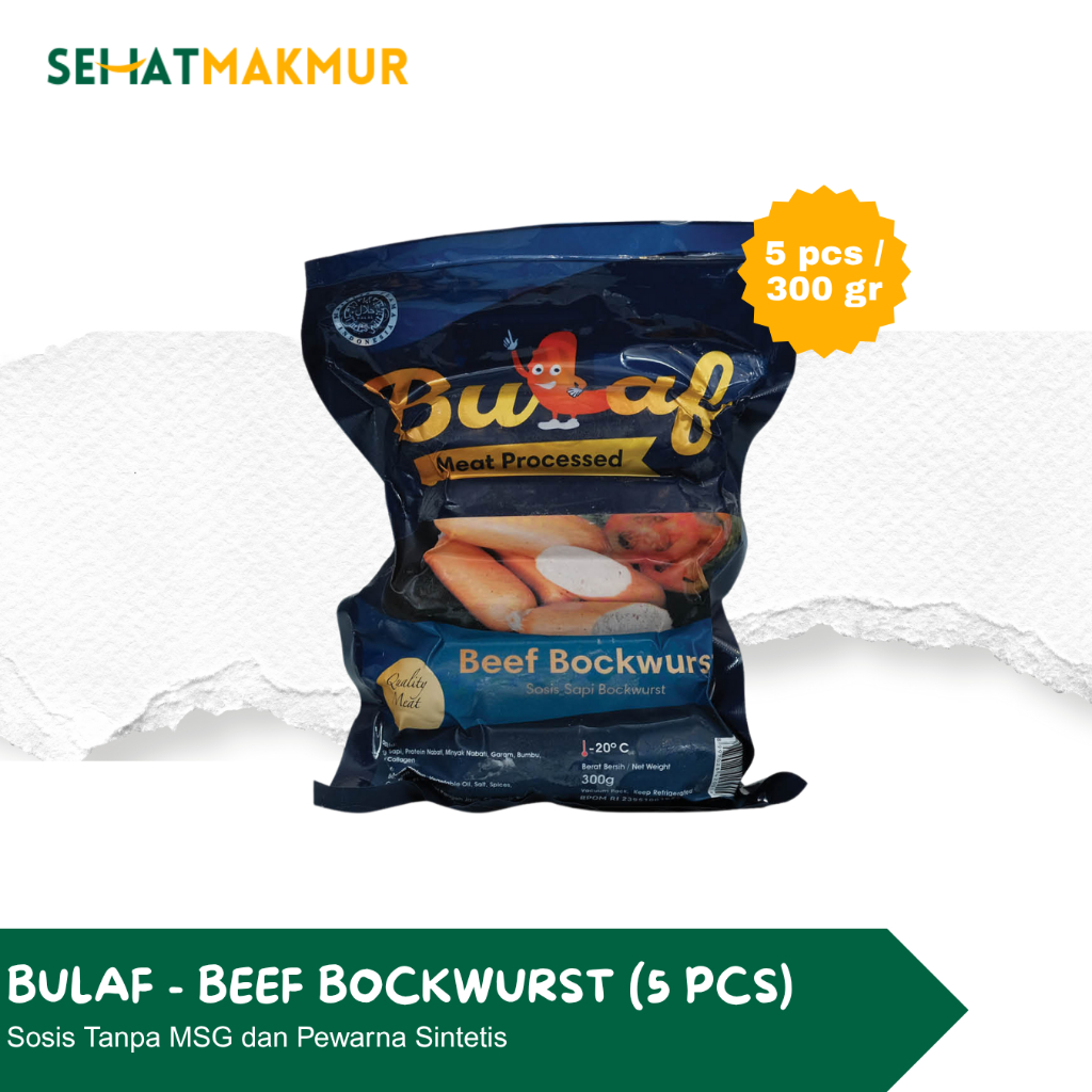 

Bulaf Sosis - Beef Bockwurst (5 pcs) (Sosis Sehat, Tanpa MSG & Pengawet)