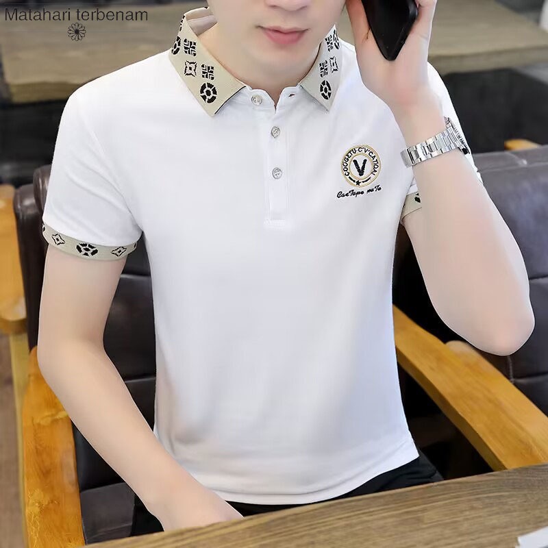 2025 Polo Shirt Pria Original Kaos Kerah V Neck Premium Fashionable Nyaman， Kemeja Pendek Modis Kore