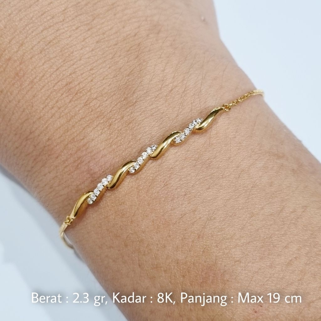 Gelang Serut Emas Asli 8K Model Minimalis Panjang Maksimal 19 cm - B8 / 2.3 gr