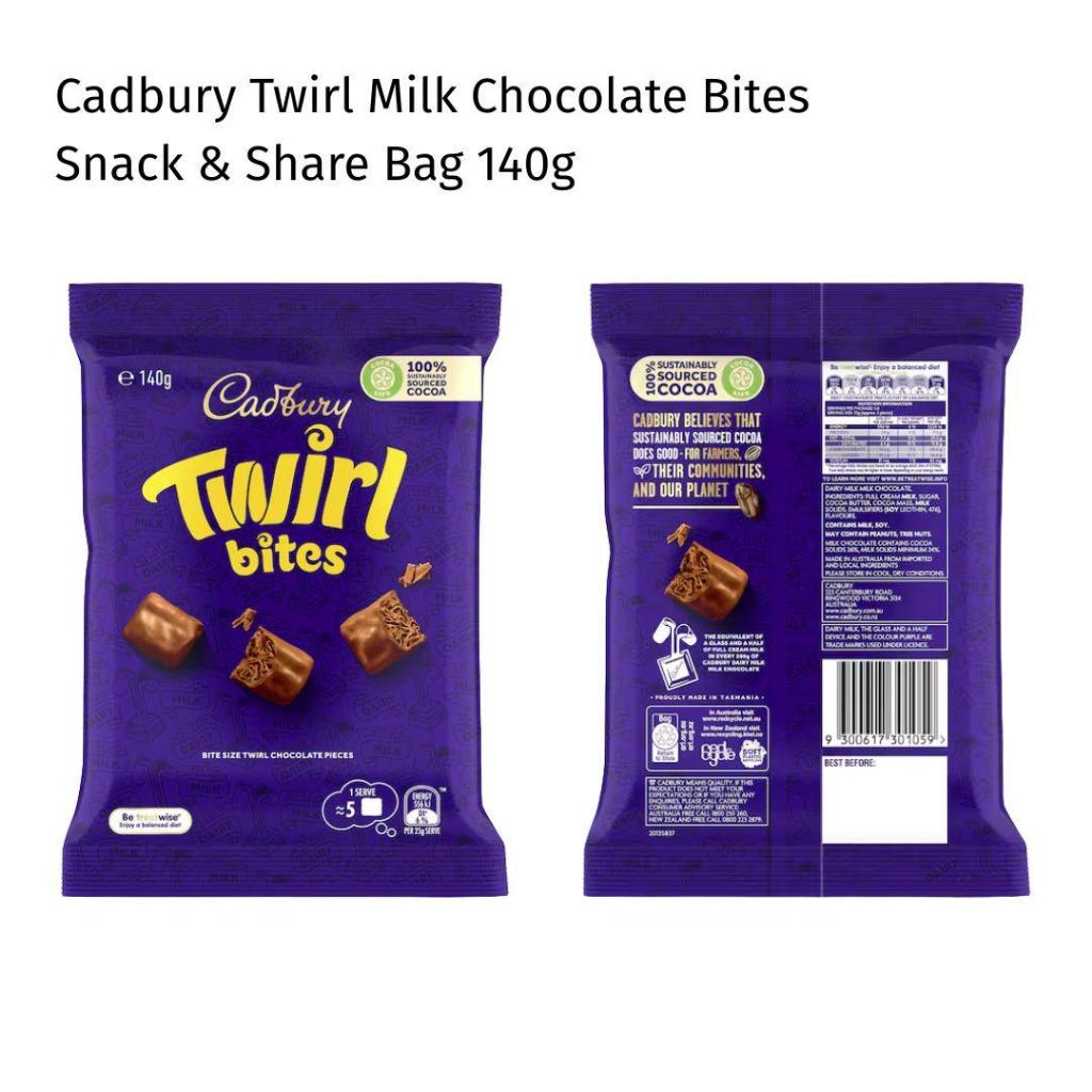 

Cadbury Twirl Milk Chocolate Bites Snack and Share Bag 140g