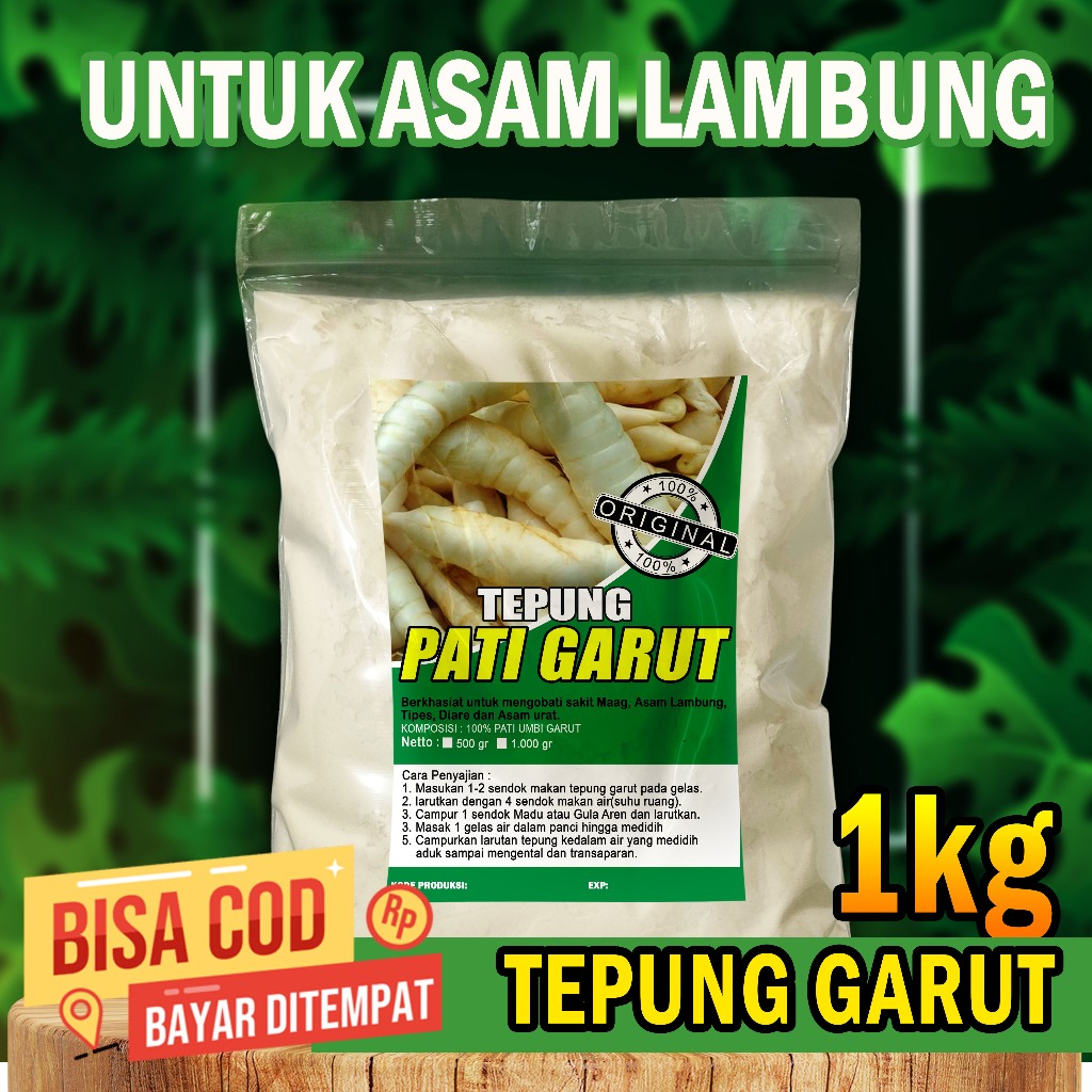 

TEPUNG GARUT KWALITAS PREMIUM 1kg / TEPUNG GARUT UNTUK ASAM LAMBUNG / PATI GARUT