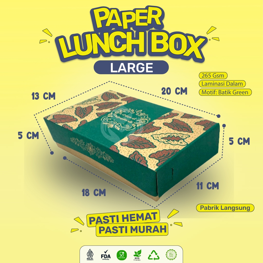 

Paper Lunch Box Large Lunch Box Large Bahan 265 Gsm (LB2K152-Laminasi)