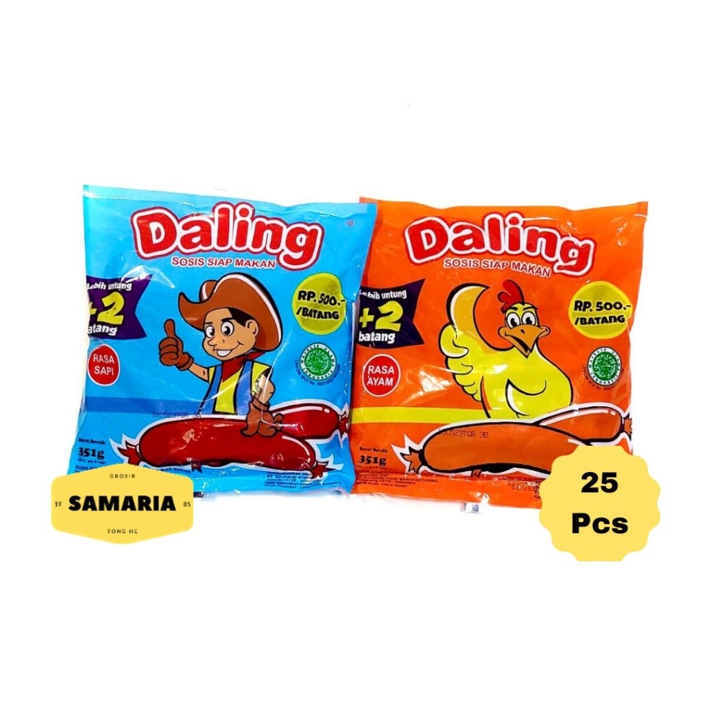 

1 Pak Daling Sosis Siap Makan Rasa Ayam dan Sapi Kemasan Bag 13 Gram (Isi 25 Pcs)