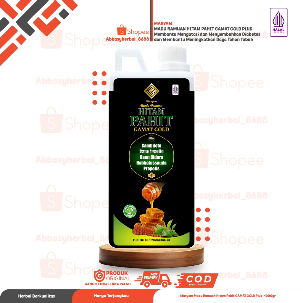 Abbasy Herbal_ Maryam Herbal Madu Ramuan Hitam Pahit Gamat Gold Plus Propolis 1kg