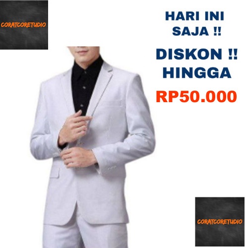 READY STOCK REALPIC CORATCORETUDIO GrayWolf Jas Cowok Blazer Pria PUTIH POLOS LOS CERAH TULANG KREM 