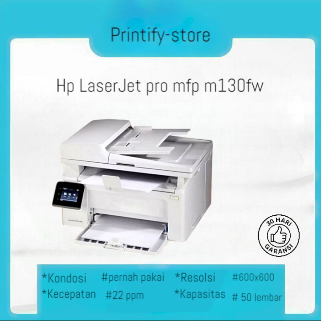 Printer HP Laserjet Pro M130fw Wifi A4, F4 Printer Fotocopy Monokrom Multifungsi