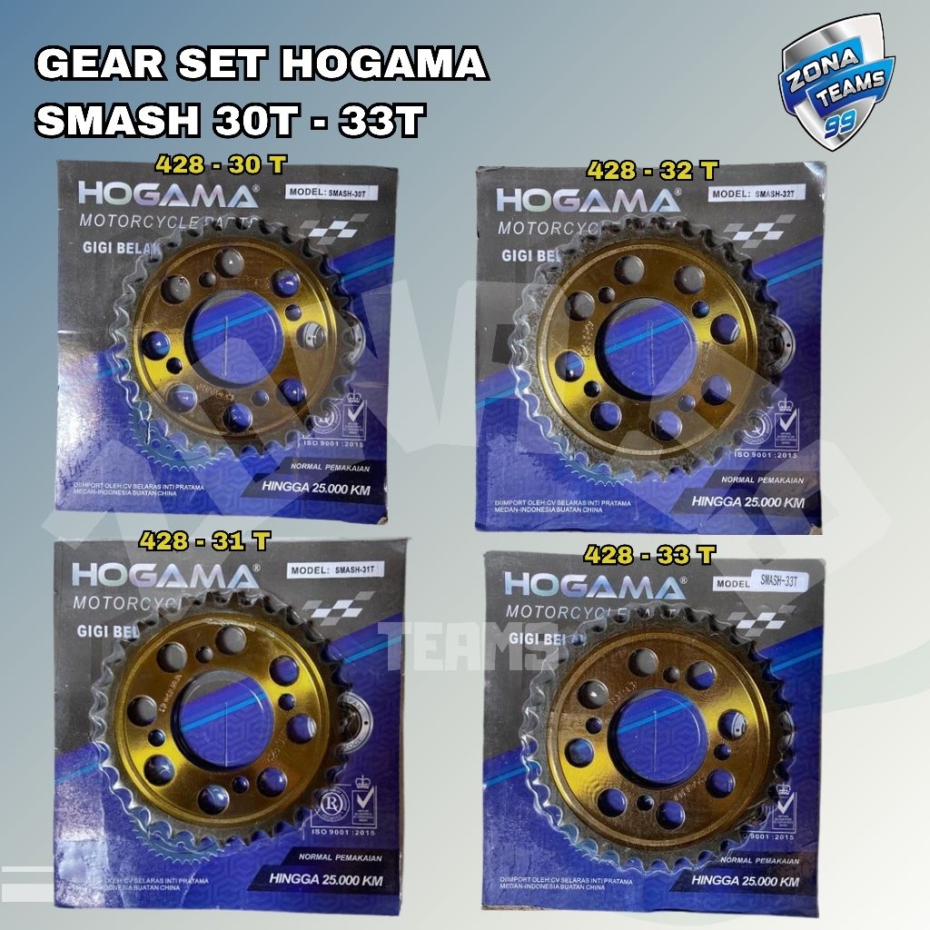 Gear Gir Gigi Tarik Belakang Gir gear belakang SMASH NEW TITAN 110 SHOGUN 125 FL/SP 30T-33T HOGAMA