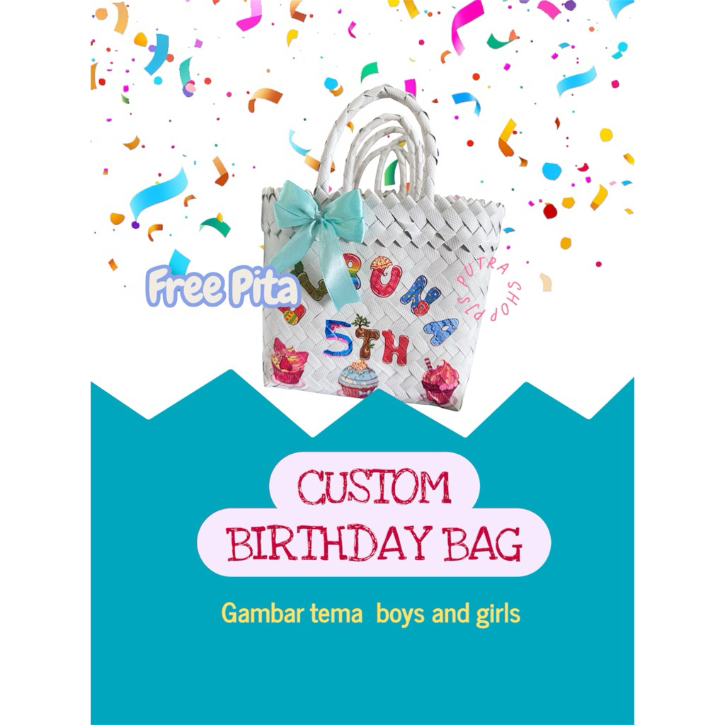 

tas ulang tahun custom /tas anyaman/ birhday bag ukuran Xs