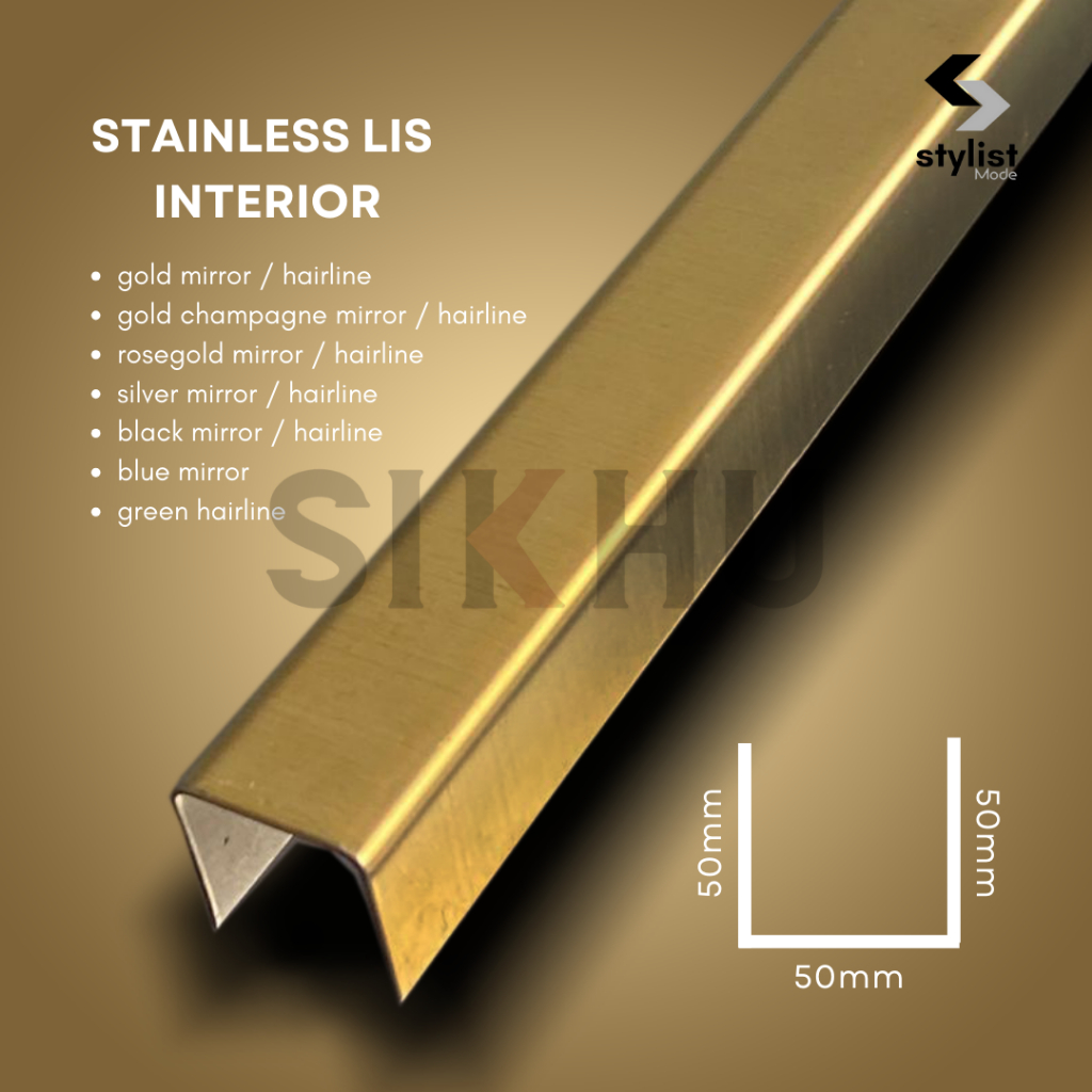 Stainless Lis Interior | Lis U GOLD 50 x 50 x 50mm