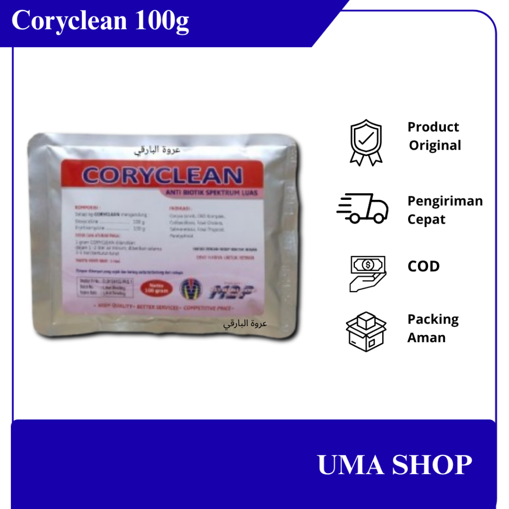 CORYCLEAN 100 GRAM M2P - Obat Ayam Paling Ampuh - Obat Snot CRD Ngorok Ayam