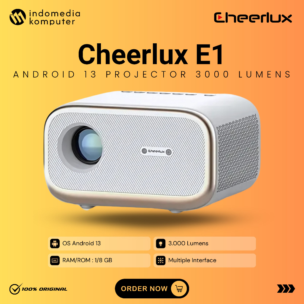 Projector E1 Cheerlux Android 13.0 3000 Lumens Projextor E1 Cheerlux Android 13.0 3000 Lumens