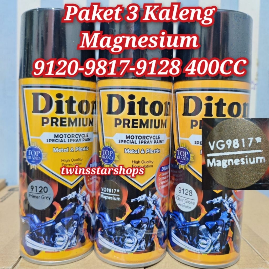 Pilok Pilox Pylox Cat Diton Premium Paket 3 Kaleng Magnesium 9817 Primer Grey 9120 Clear 9128 Silver