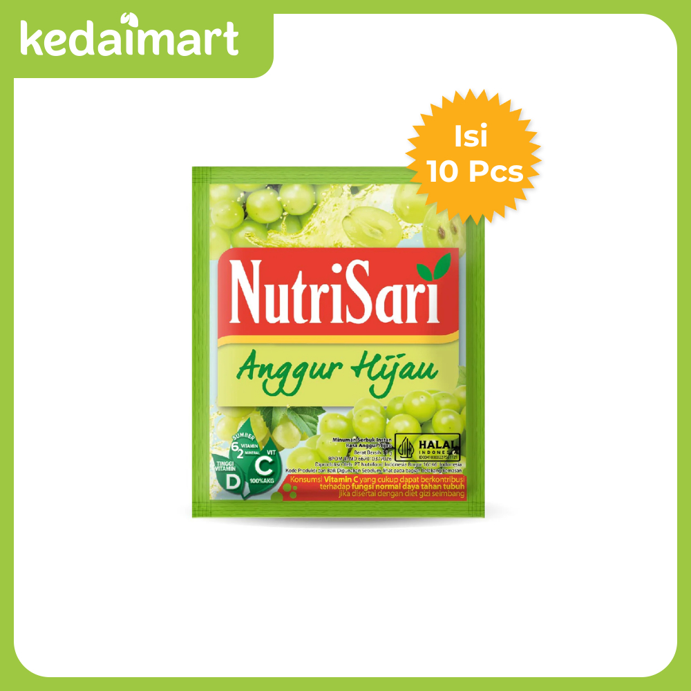 

Nutrisari Anggur Hijau Renceng Isi 10 X 11 Gram