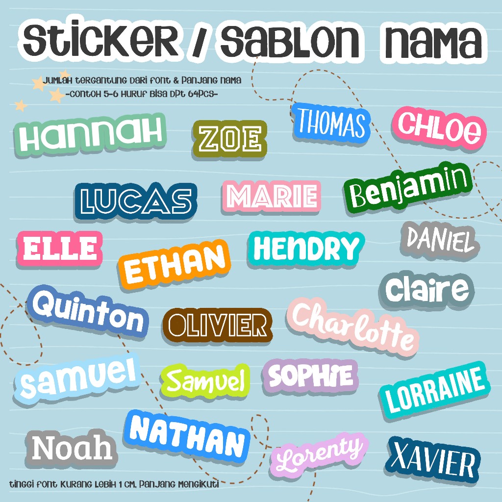 

Label Nama Custom – Stiker Vinyl Waterproof / Sablon Baju | Custom Nama Anak | Cute Sticker Design for kotak makan botol minum