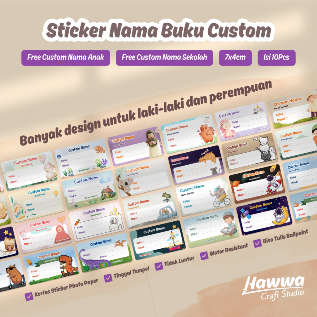 

STIKER BUKU CUSTOM NAMA ANAK – UKURAN 7x4cm 10 PCS
