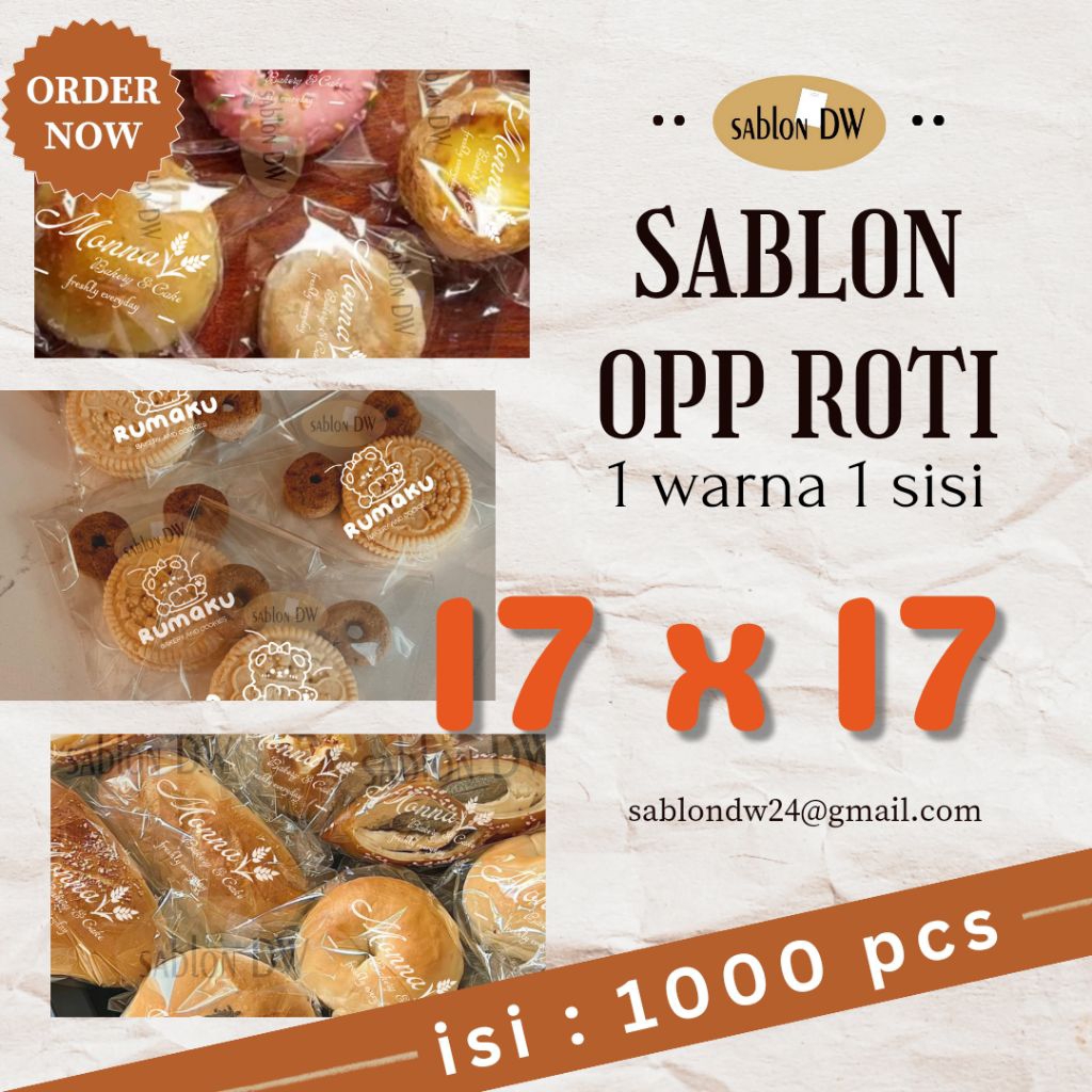 

SABLON PLASTIK OPP CUSTOM 17X17 isi 1000 pcs