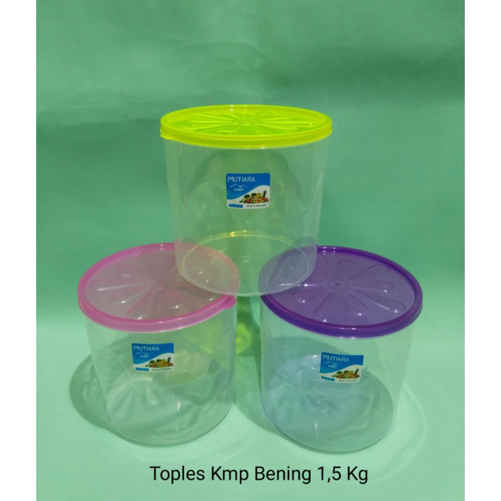 (3 pcs) TOPLES 1,5 KG KMP MUTIARA BENING/TOPLES WADAH GULA UKURAN 1,5 KG TINGGI/TOPLES BULAT MURAH B
