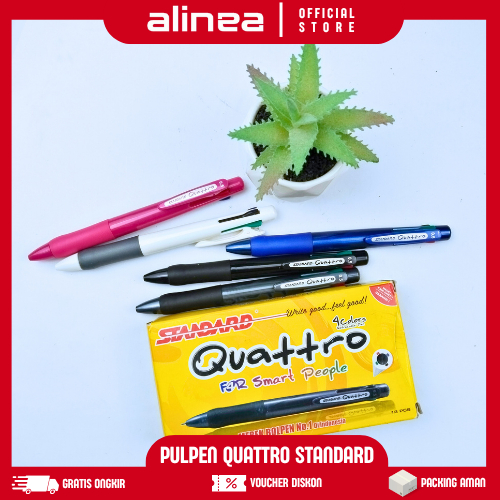 

[1/3 pcs] Pulpen Murah 0.5mm 4 Warna Tinta Standard Quattro