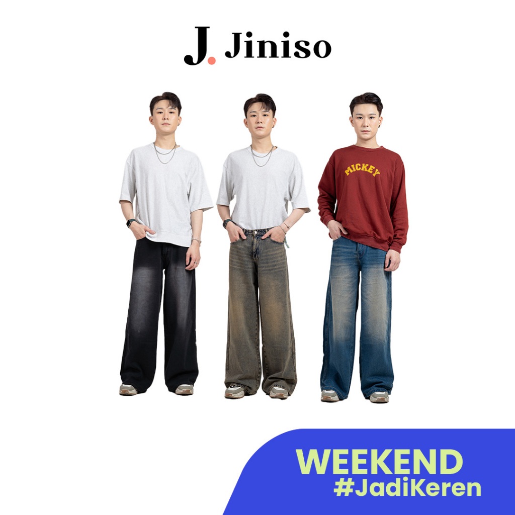 JINISO Oversize Baggy Loose Jeans Pria